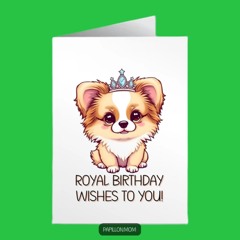 Free Printable Papillon Birthday Card: Enchanted Tiara Dog Downloadable Gift
