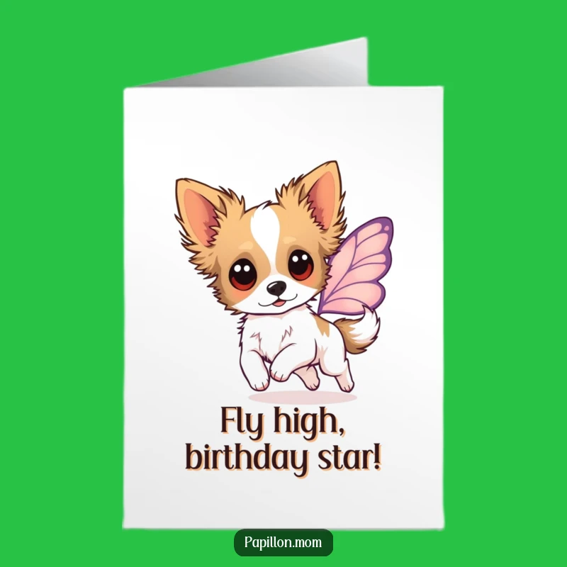 Free Printable Papillon Birthday Card: Funny Dog Leap Downloadable Gift