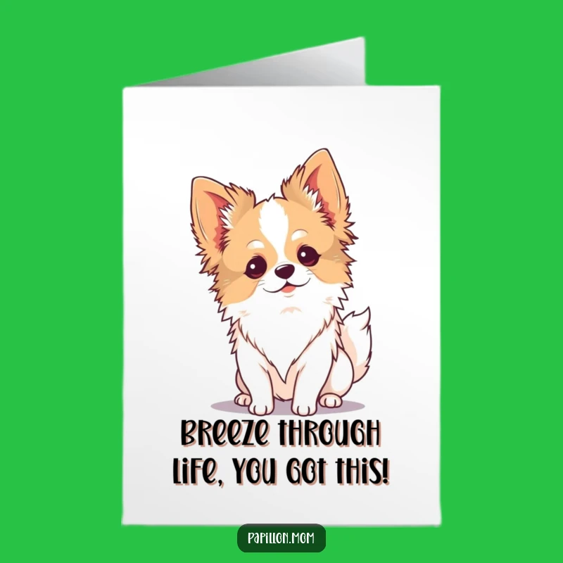 Free Printable Congrats Card: Kawaii Papillon Dog - Celebrate Calmly