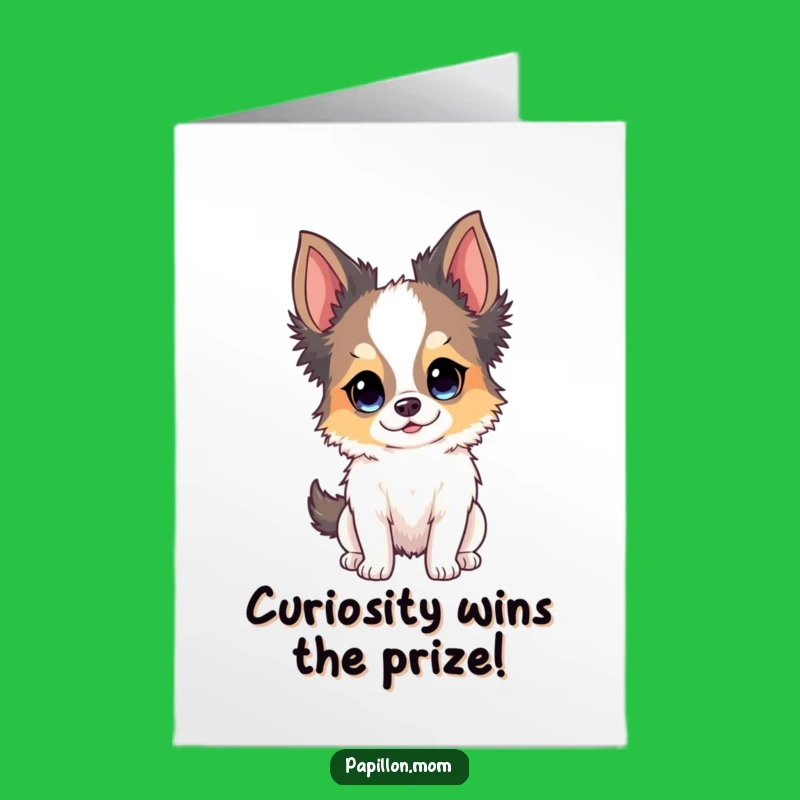 Free Printable Congrats Card: Curious Papillon Dog - Funny Downloadable Gift