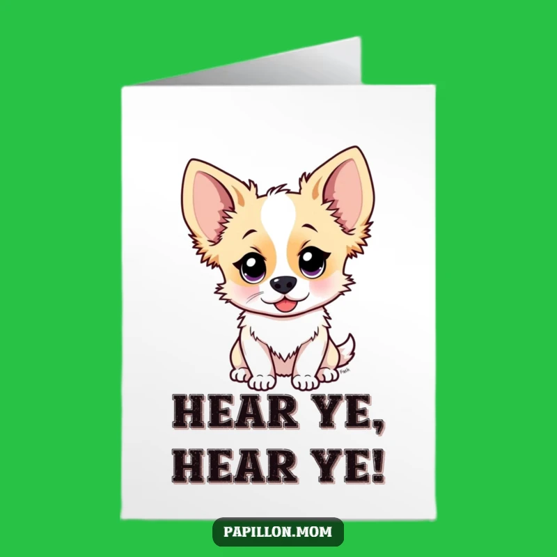 Free Printable Congrats Card: Papillon Dog Eavesdropping - Funny Downloadable
