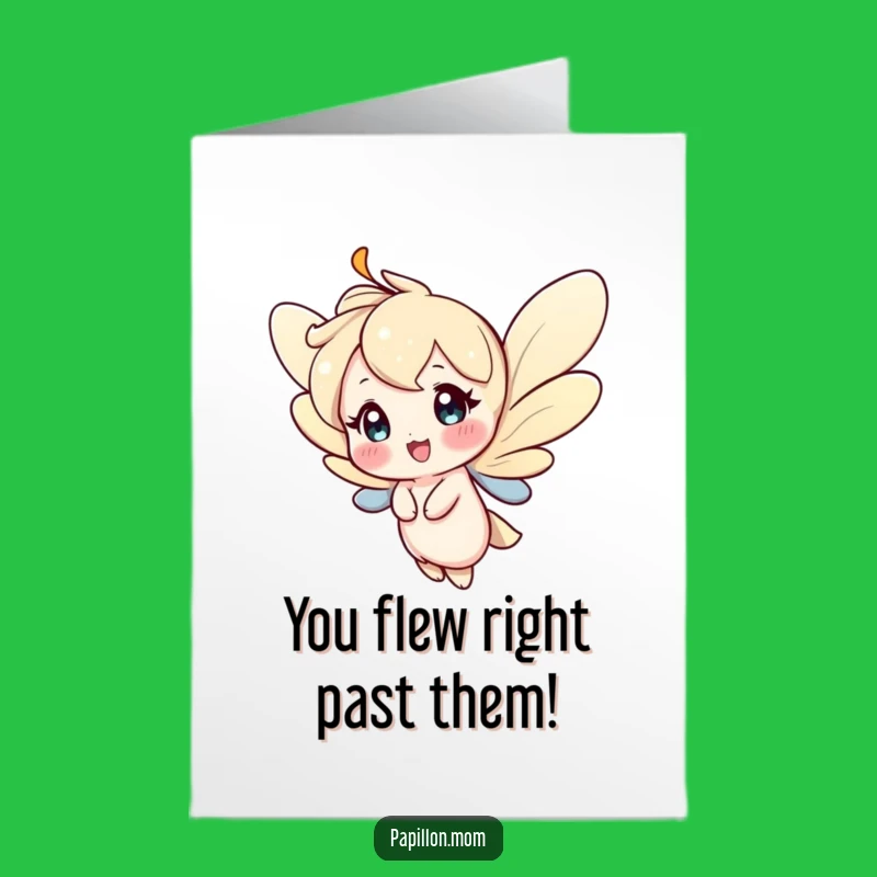 Free Printable Congratulations Card: Happy Fluttering Character, Funny Downloadable for Celebrating Big Moments