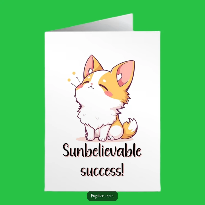 Free Printable Papillon Congrats Card: Blissful Pup Sunlit Achievement Downloadable