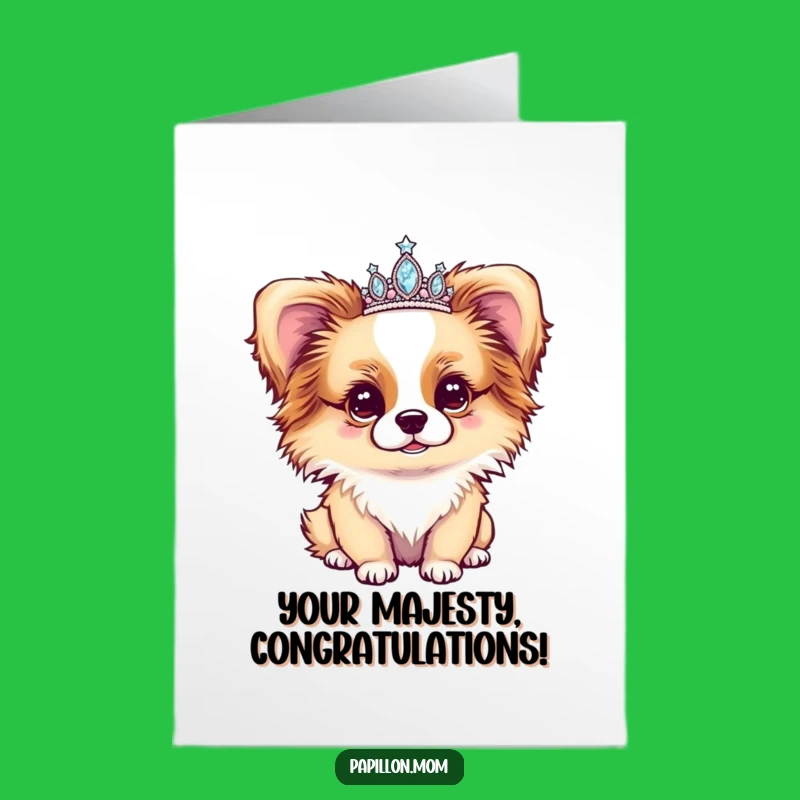 Free Printable Papillon Congrats Card: Enchanted Tiara Dog Downloadable Gift