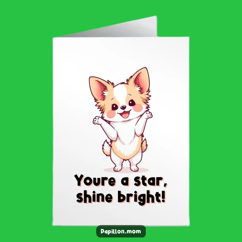Free Printable Congrats Card: Elegant Papillon Dog Pose Radiating Joy Downloadable