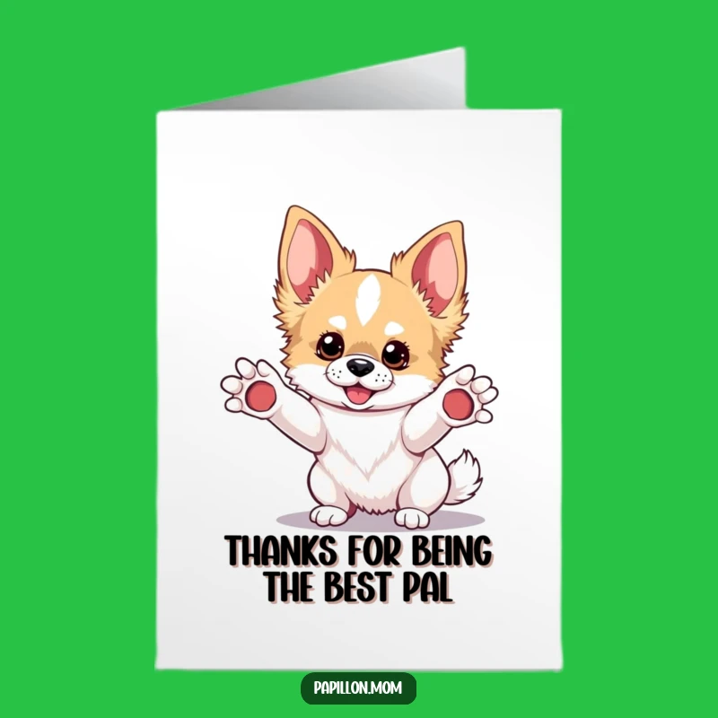 Free Printable Thank You Card: Adorable Kawaii Papillon Dog - Express Gratitude