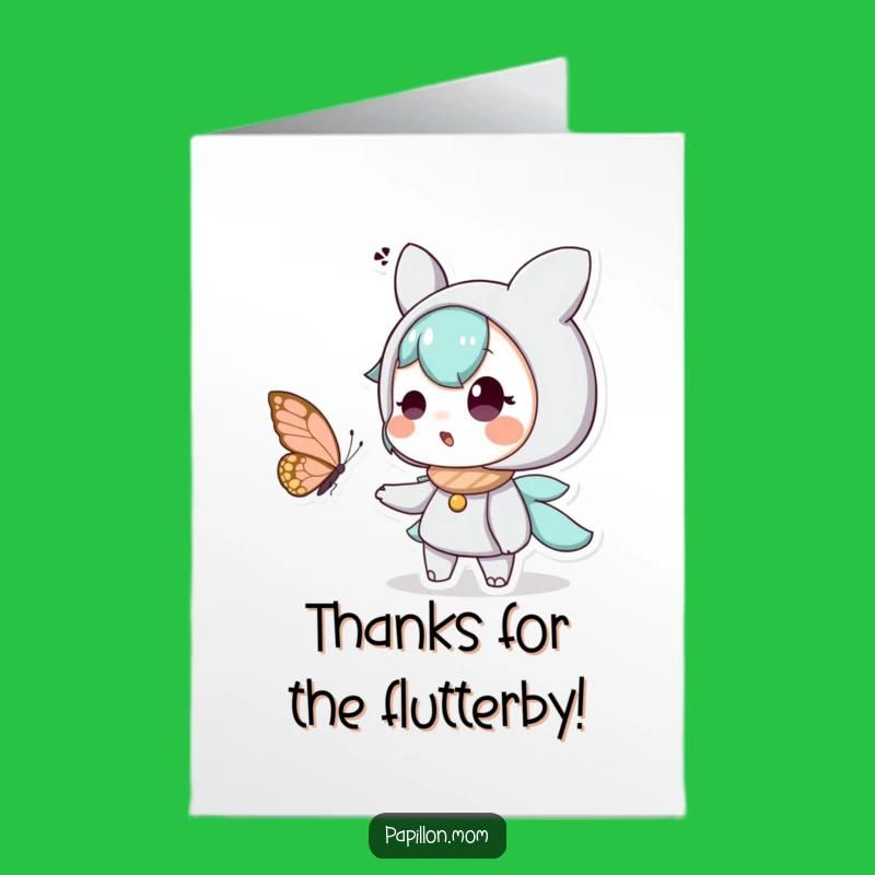 Free Printable Thank You Card: Surprised Character Butterfly Gratitude Downloadable Gift