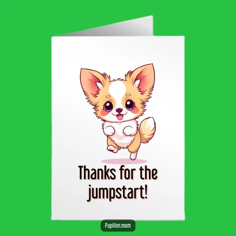 Free Printable Papillon Thank You Card: Silly Hop Pup Appreciation Downloadable