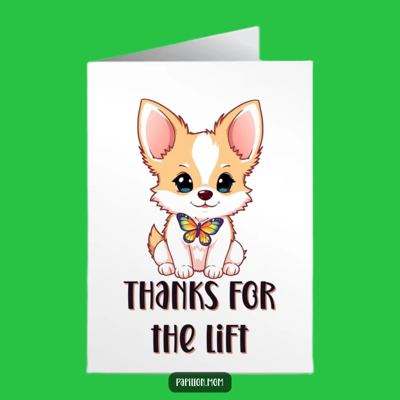 Free Printable Thank You Card: Papillon Dog Butterfly Balance - Cute Downloadable Gift