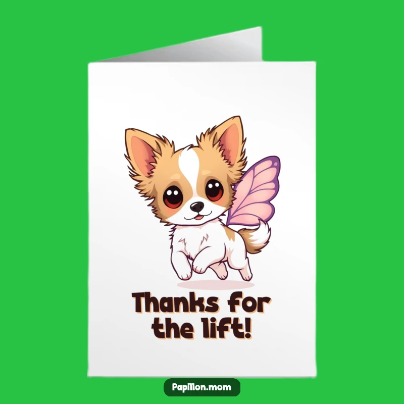 Free Printable Papillon Thank You Card: Funny Dog Leap Downloadable Gift