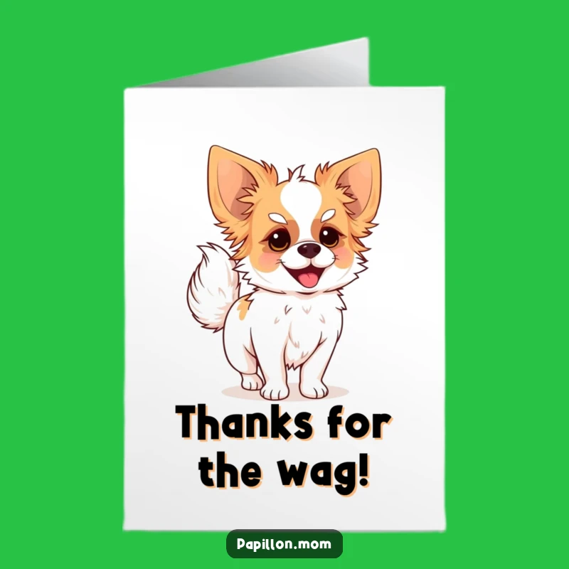 Free Printable Funny Thank You Card: Papillon Wagging Tail for a Heartfelt Gift