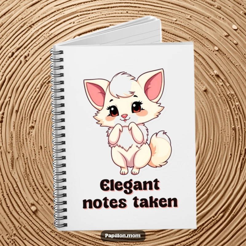 Funny Papillon Notebook featuring a lady dog doing a graceful little bow, perfect for journaling with a touch of elegant humor.