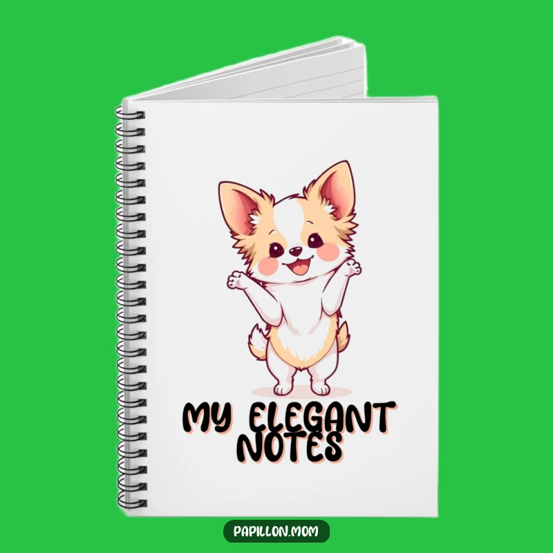 Funny Kawaii Papillon Dog Notebook, Graceful Bichon Journal, Gift Idea