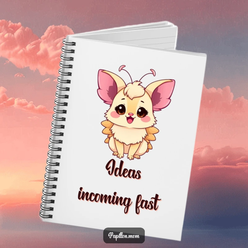 Funny Papillon Lady Notebook, delicate antennae twitching with excitement, perfect for capturing humorous thoughts and daily notes.