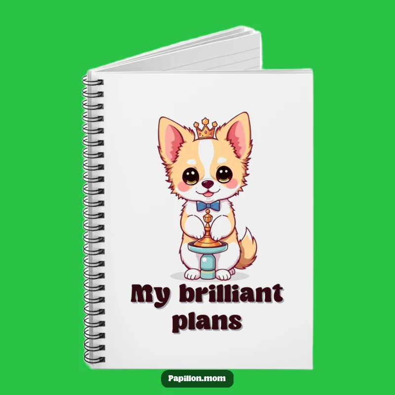 Funny Kawaii Papillon Dog Notebook, Chic Accessory Bichon Journal, Gift
