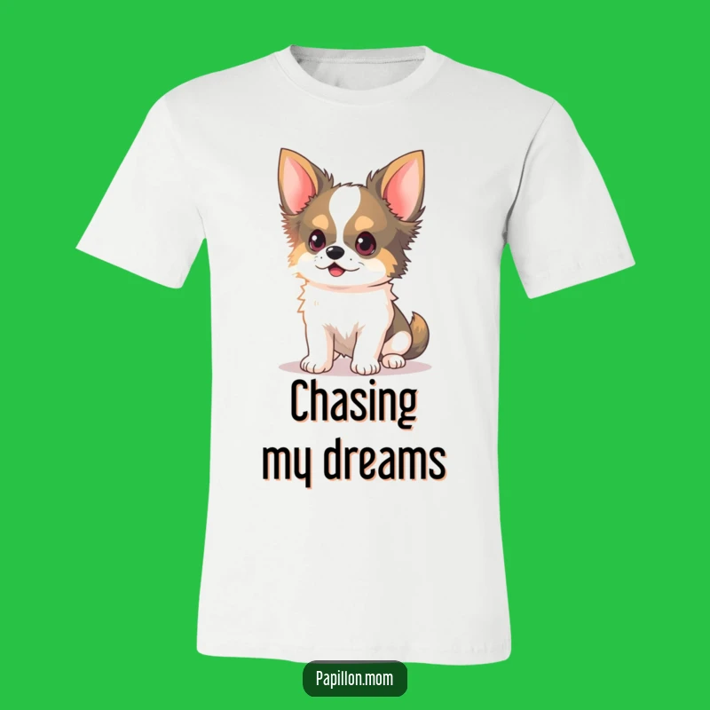 Funny Kawaii Papillon Dog T-Shirt: Light Chasing Fun, Cute Apparel!