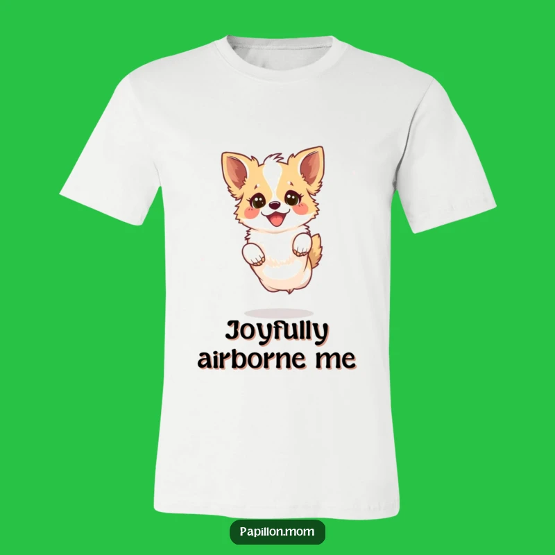 Funny Kawaii Papillon Dog T-Shirt: Joyful Leap, Playful Apparel!