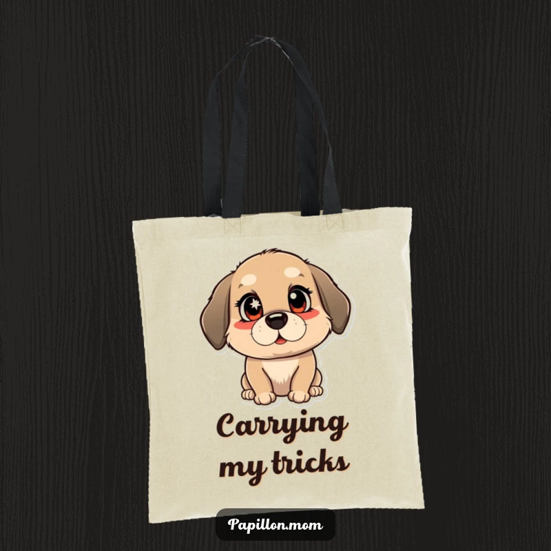 Funny tote bag featuring a dog winking with a bright, mischievous sparkle in its eyes; perfect for carrying daily items with flair.