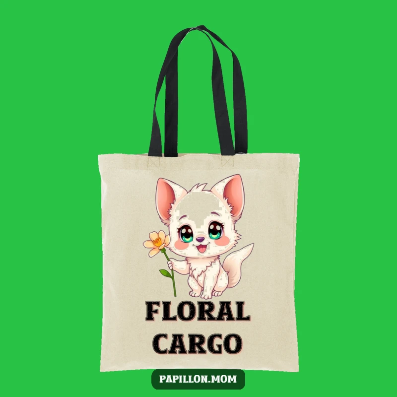 Funny Papillon Tote Bag: Cute Papillon Flower Fetch - Great Funny Gift for Pet Owners!