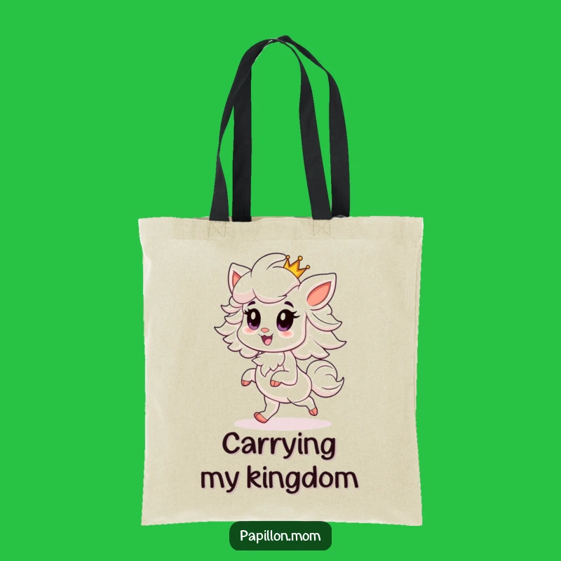 Funny Papillon Tote Bag: Stylish King Dog with Crown, Practical Funny Gift