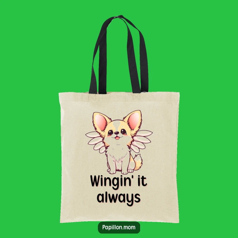 Funny Kawaii Papillon Dog Tote Bag: Carry Happiness with Wings!